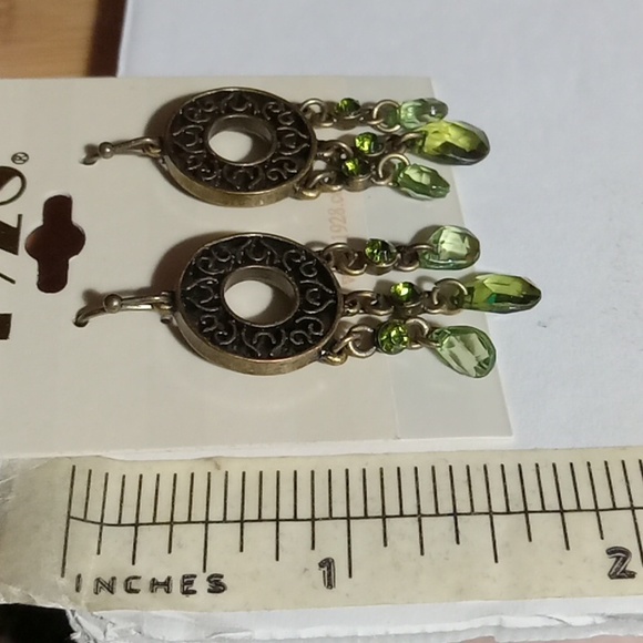 Earrings Metal Green Dangly Beads 1928® Brand - Picture 7 of 7
